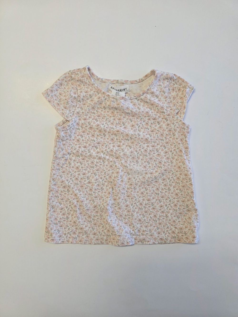 Artisan Ny Cream & Pink Floral Short Sleeve Tee